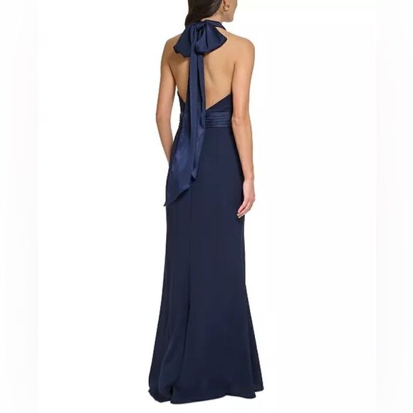 ELIZA J
Women's Halter-Wrap-Neck Crepe-Back-Satin Gown - Picture 4 of 11